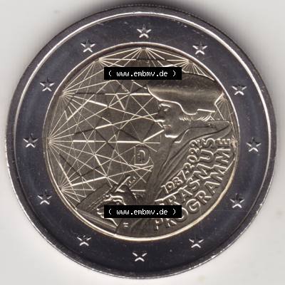BRD-Deutschland 2 Euro Gedenkmünze 2022, 2 Euro Gedenkmünze 2022, 35 Jahre Erasmus-Programm Münzzeichen F in 1200DPI, die deutschen 2 Euro Gedenkmünzen 2022 als Digitale... Sammlung