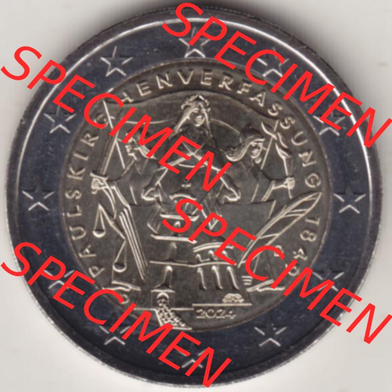 Deutschland 2024, D 175. Jubiläum Paulskirchenverfassung. Motivseite der 2 Euro Gedenkmünze aus Deutschland als digitales Bild, Bildmaterial zu herunterladen.... Sammlung