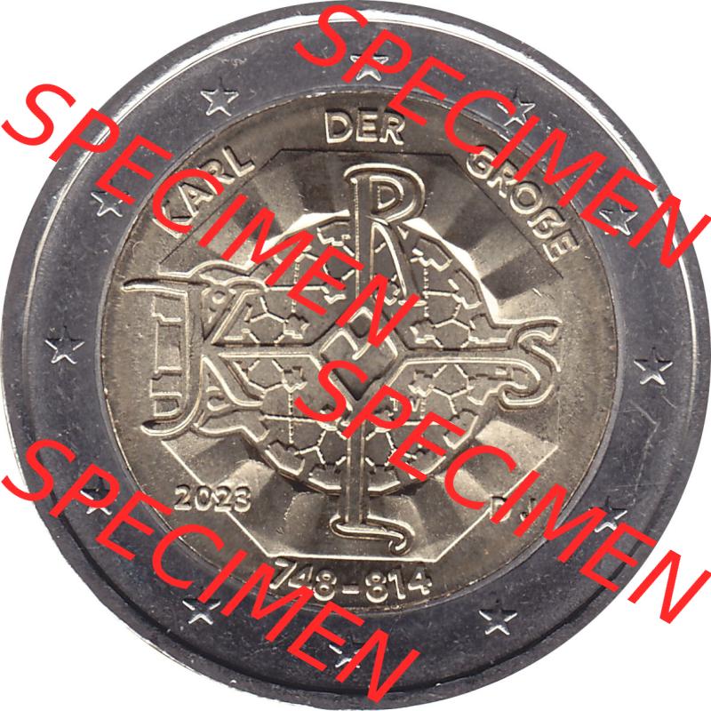 BRD-Deutschland 2 Euro Gedenkmünze 2023-2023, J Münzstätte Hamburg, Karl der Große 748-814. Digitales JPG-Bild in Farbe der 2 Euro Gedenkmünze 2023.... Sammlung