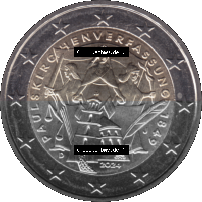 BRD-Deutschland 2 Euro Gedenkmünze 2024-2024, 2 Euro J Münzstätte Hamburg, 175. Jubiläum Paulskirchenverfassung Sammlung