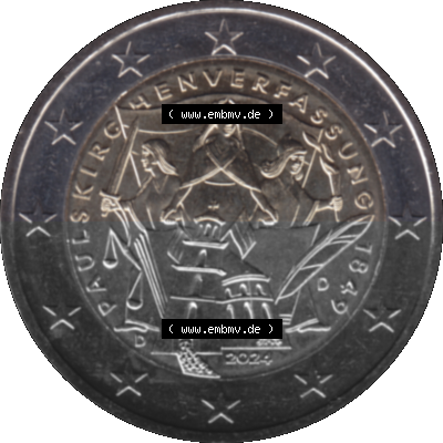 BRD-Deutschland 2 Euro Gedenkmünze 2024-2024, 2 Euro D Münzstätte München, 175. Jubiläum Paulskirchenverfassung Sammlung