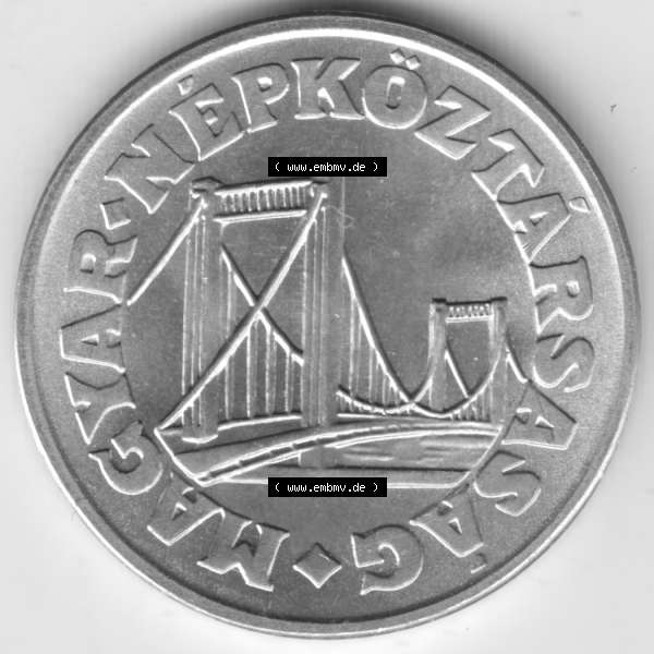 Grau bzw. s/w Umlaufmünzen Ungarn: 1967-1989, 50 Filler. Vorderseite der Münze aus Ungarn als Bildmaterial für Sammler und Münzen-Webseiten hier im online Katalog und Datenbank... Sammlung Graustufen