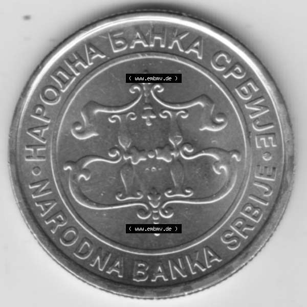 Grau bzw. s/w Umlaufmünzen Serbien: 2003-2003, 20 Dinara. Münze aus Serbien als Bildmaterial für Sammler und Münzen-Webseiten hier im online Katalog und Datenbank für Europäische... Sammlung Graustufen