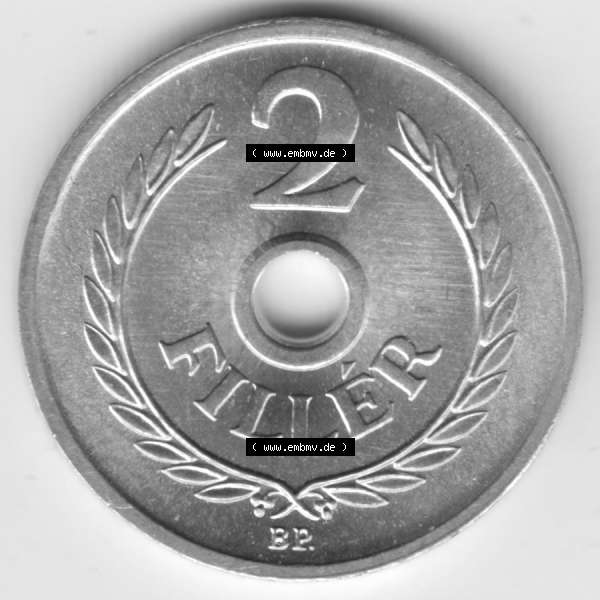 Grau bzw. s/w Umlaufmünzen Ungarn: 1950-1989 2 Filler. Rückseite der Münze aus Ungarn als Bildmaterial für Sammler und Münzen-Webseiten hier im online Katalog und Datenbank für... Sammlung Graustufen