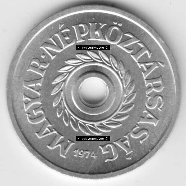 Grau bzw. s/w Umlaufmünzen Ungarn: 1950-1989 2 Filler. Vorderseite der Münze aus Ungarn als Bildmaterial für Sammler und Münzen-Webseiten hier im online Katalog und Datenbank für... Sammlung Graustufen