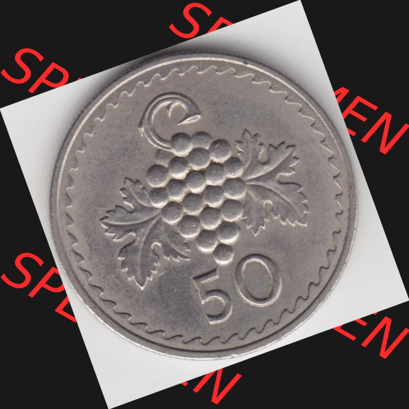 Umlaufmünzen Zypern: 1963-1982, 50 Mils. Rückseite der Münze aus Zypern als Bildmaterial für Sammler und Münzen-Webseiten hier im online Katalog und Datenbank... Sammlung