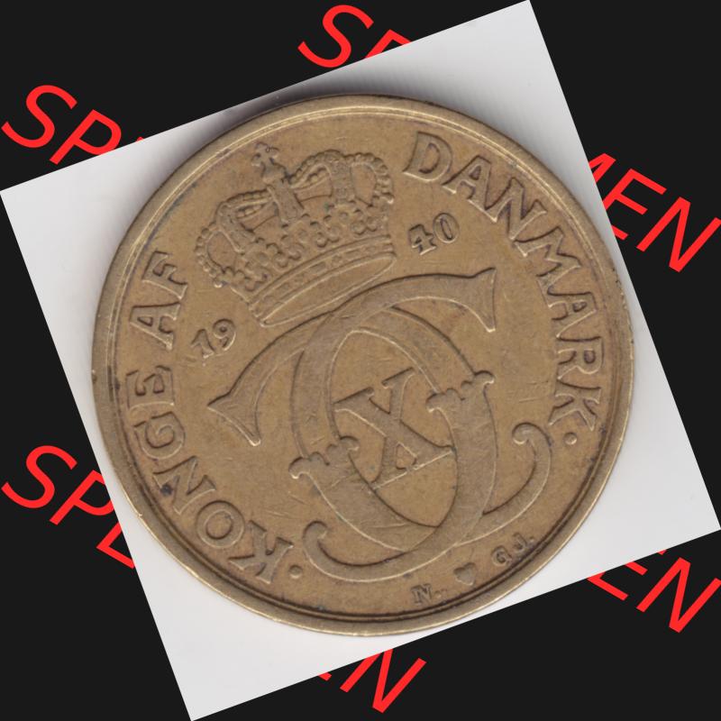 Umlaufmünzen Dänemark: 1940, 1 Krone. Rückseite der alten dänischen Umlaufmünze aus Dänemark zum katalogisieren und verwalten im Münzen-Katalog Dänemark... Sammlung