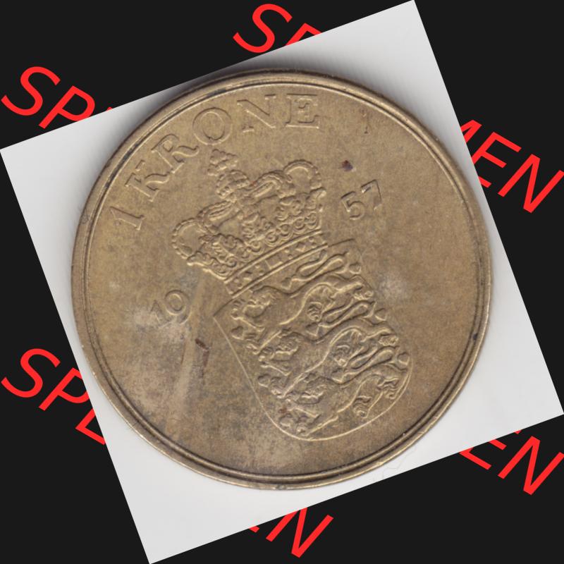 Umlaufmünzen Dänemark: 1957, 1 Krone. Vorderseite der alten dänischen Umlaufmünze aus Dänemark zum katalogisieren und verwalten im Münzen-Katalog Dänemark... Sammlung