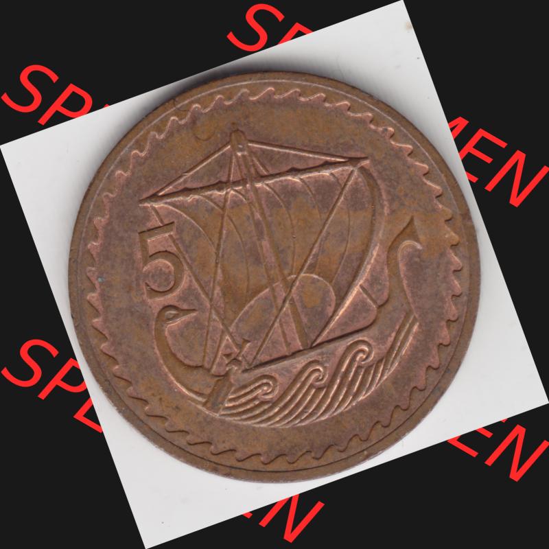Umlaufmünzen Zypern: 1963-1980, 5 Mils. Rückseite der Münze aus Zypern als Bildmaterial für Sammler und Münzen-Webseiten hier im online Katalog und Datenbank... Sammlung
