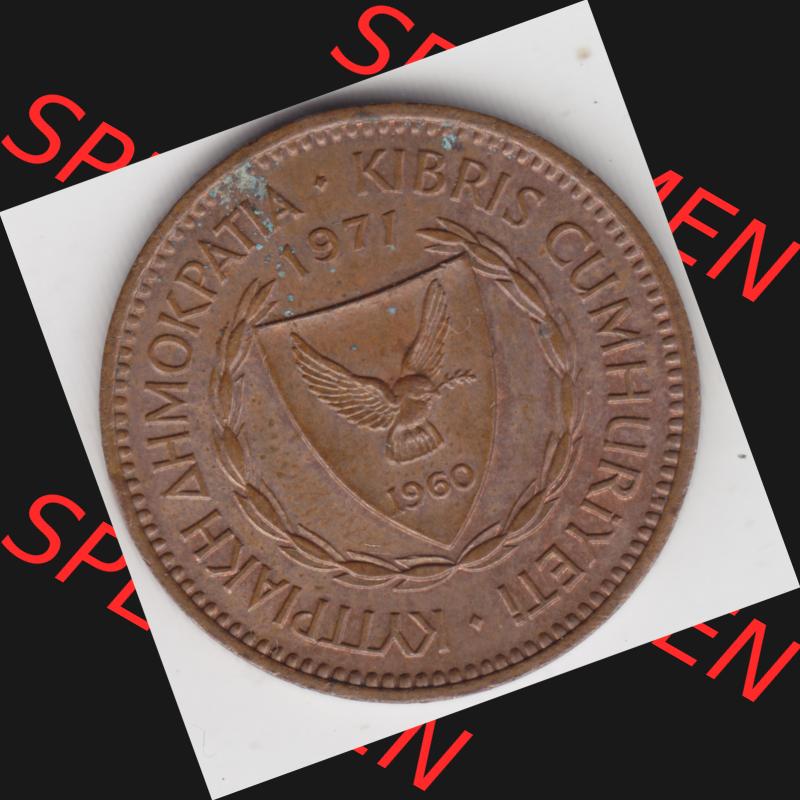 Umlaufmünzen Zypern: 1963-1980, 5 Mils. Vorderseite der Münze aus Zypern als Bildmaterial für Sammler und Münzen-Webseiten hier im online Katalog und Datenbank für... Sammlung