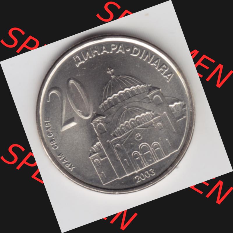 Umlaufmünzen Serbien: 2003-2003, 20 Dinara. Münzen aus Serbien als Bildmaterial für Sammler und Münzen-Webseiten hier im online Katalog und Datenbank für Europäische... Sammlung