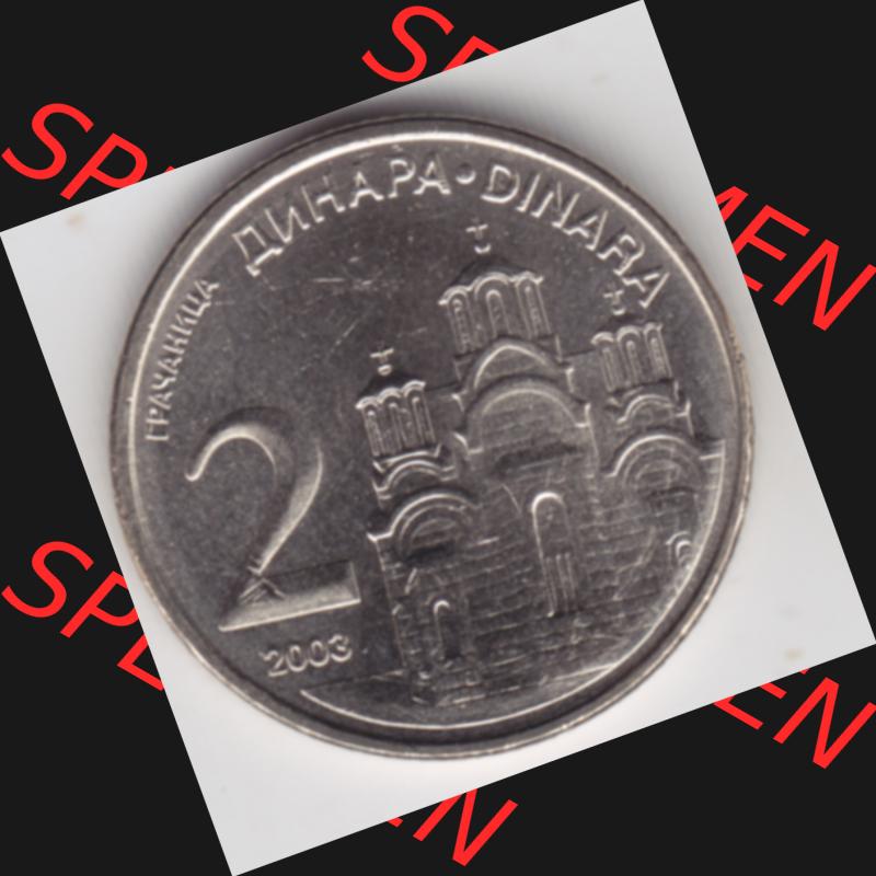 Umlaufmünzen Serbien: 2003-2003, 2 Dinara. Münzen aus Serbien als Bildmaterial für Sammler und Münzen-Webseiten hier im online Katalog und Datenbank für Europäische... Sammlung