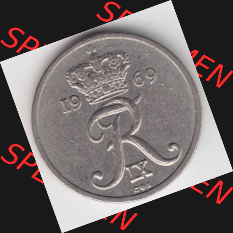 Umlaufmünzen Dänemark: 1969, 10 Öre. Rückseite der alten dänischen Umlaufmünze aus Dänemark zum katalogisieren und verwalten im Münzen-Katalog... Sammlung
