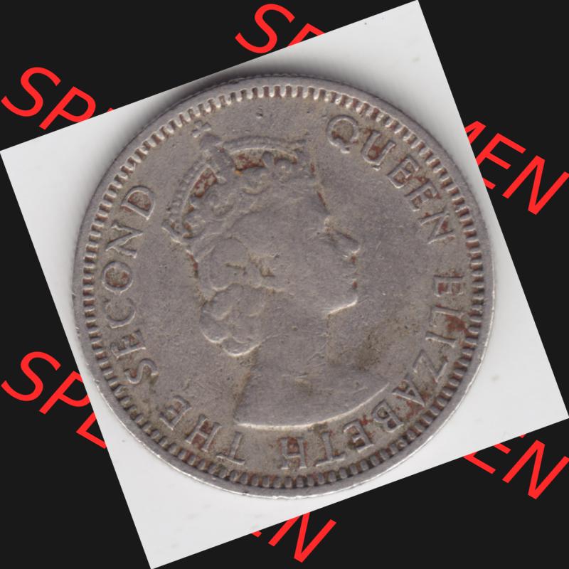 Umlaufmünzen Zypern: 1955-1955, 25 Mils. Vorderseite der Münze aus Zypern als Bildmaterial für Sammler und Münzen-Webseiten hier im online Katalog und Datenbank für... Sammlung