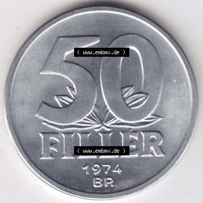 Umlaufmünzen Ungarn: 1967-1989, 50 Filler. Rückseite der Münze aus Ungarn als Bildmaterial für Sammler und Münzen-Webseiten hier im online Katalog und Datenbank... Sammlung