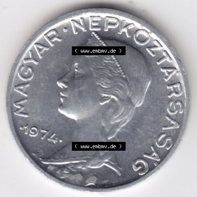 Umlaufmünzen Ungarn: 1953-1989 5 Filler. Vorderseite der Münze aus Ungarn als Bildmaterial für Sammler und Münzen-Webseiten hier im online Katalog und Datenbank für... Sammlung