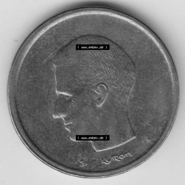 Grau bzw. s/w Münzen Belgien Umlaufmünze 1980-1993, 20 Francs 1981 Belgiqve. Rückseite der alten belgischen Francs Umlaufmünze aus Belgien vor Einführung der Euromünzen in... Sammlung Graustufen