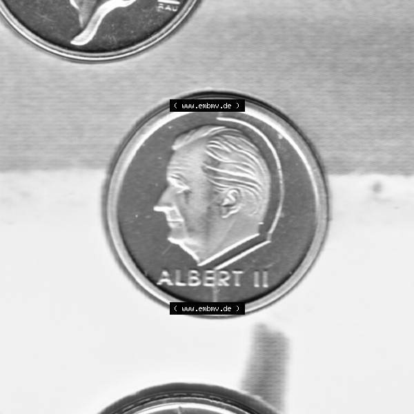 Grau bzw. s/w Münzen Belgien Umlaufmünze Münzsatz Sabena 1998, 1 Franc. Rückseite der alten belgischen Francs Umlaufmünze aus Belgien vor Einführung der Euromünzen in... Sammlung Graustufen