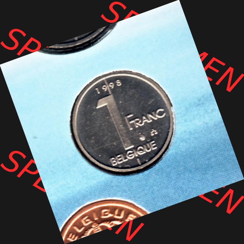 Münzen Belgien Umlaufmünze Münzsatz Sabena 1998, 1 Franc. Vorderseite der alten belgischen Francs Umlaufmünze aus Belgien vor Einführung der Euromünzen in Belgien... Sammlung