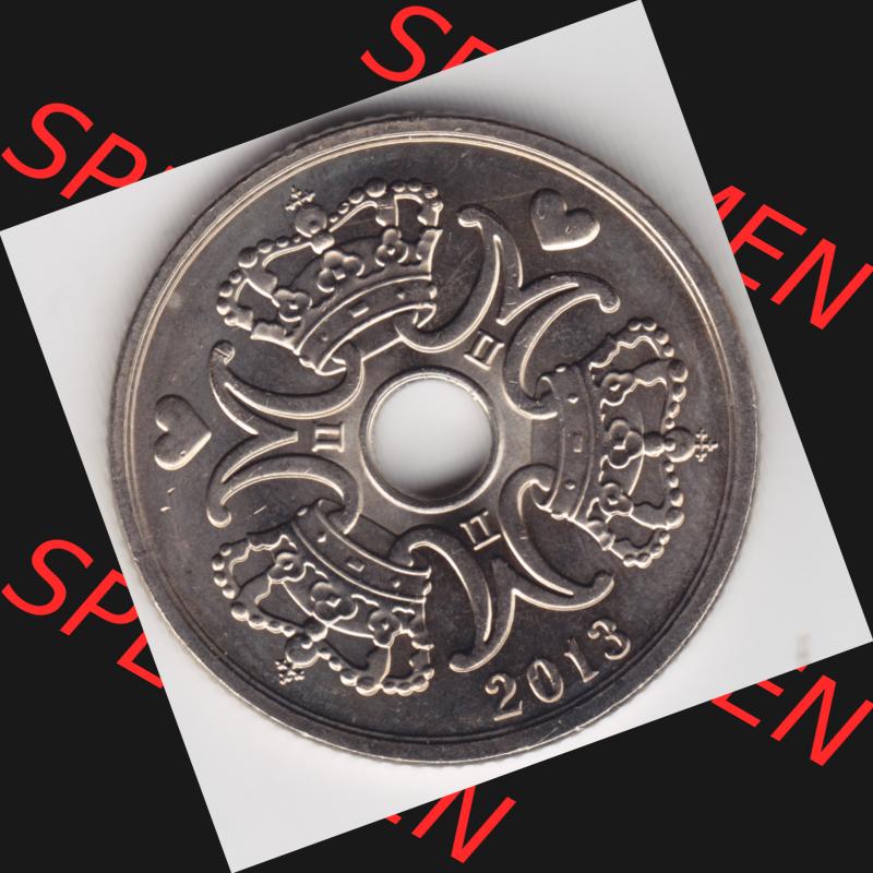 Münzen Dänemark Umlaufmünze 2013, 5 Kroner, Kronen. Rückseite der alten dänischen Umlaufmünze aus Dänemark zum katalogisieren und verwalten im Münzen-Katalog... Sammlung