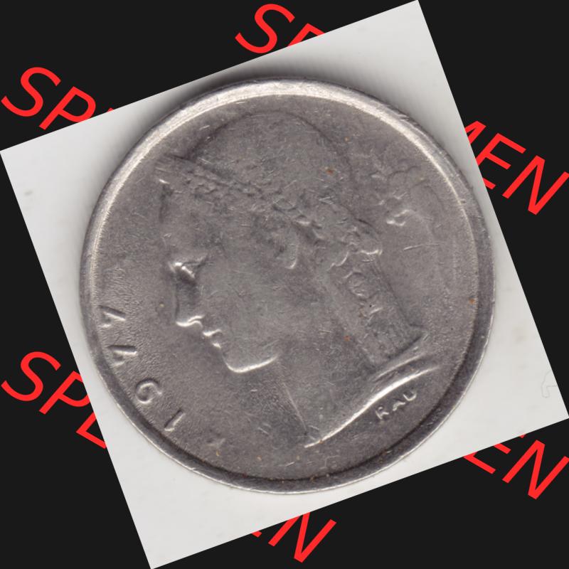 Münzen Belgien Umlaufmünze 1950-1988, 1 Francs-Franken 1977 Belgie. Rückseite der alten belgischen Francs Umlaufmünze aus Belgien vor Einführung der Euromünzen... Sammlung