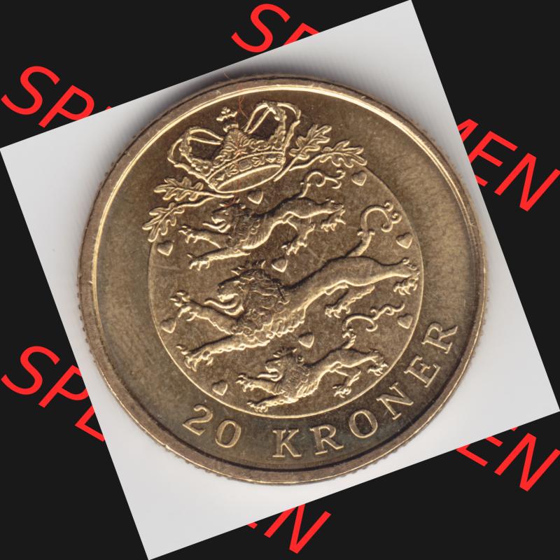 Münzen Dänemark Umlaufmünze 2007, 20 Kroner, Kronen. Vorderseite der alten dänischen Umlaufmünze aus Dänemark zum katalogisieren und verwalten im Münzen-Katalog... Sammlung