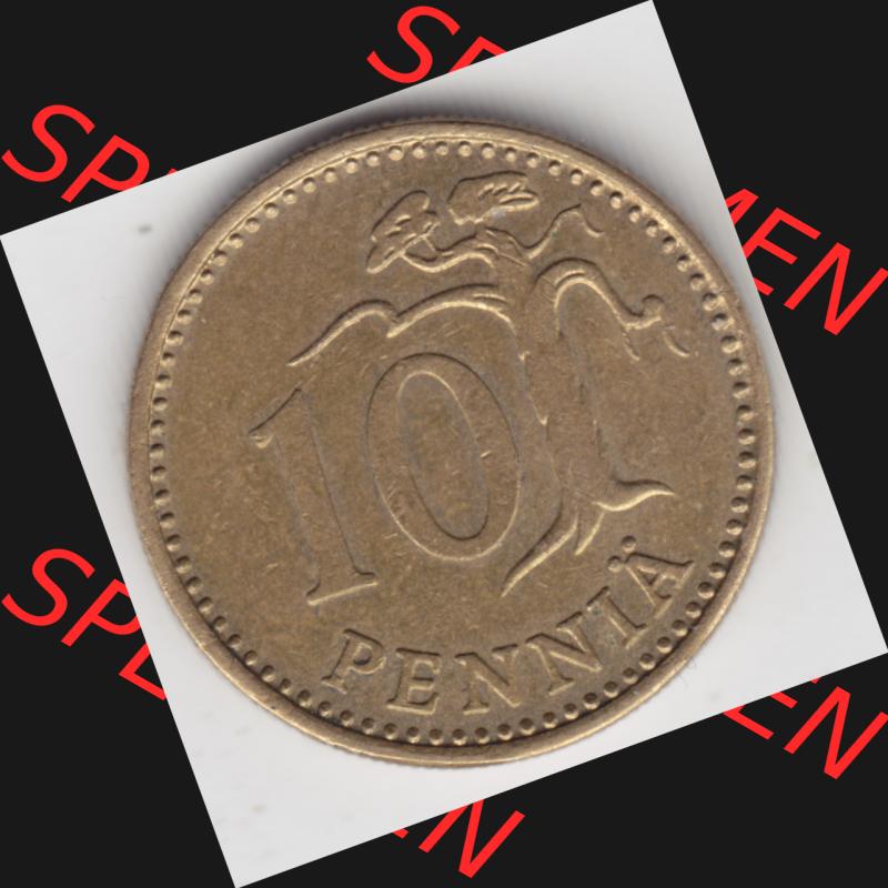 Münzen Finnland, SUOMI Umlaufmünze 1963-1982, 10 Penniä 1980. Vorderseite der alten finnischen Umlaufmünze aus Finnland SUOMI zum katalogisieren und verwalten im... Sammlung