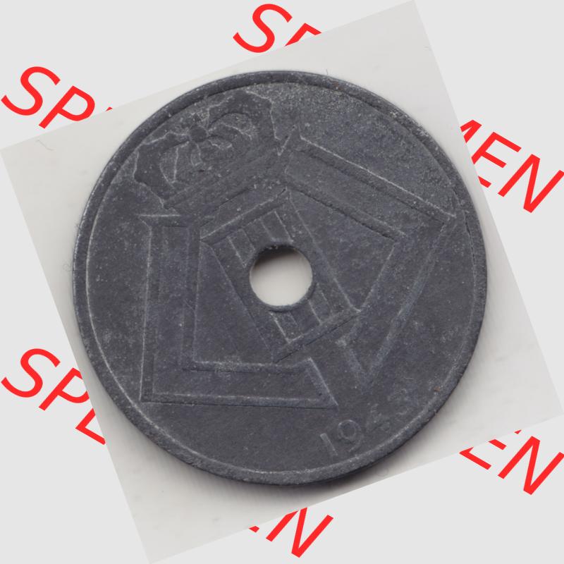 Münzen Belgien Umlaufmünze 1942-1946, 25 Centimes 1943 Belgie - Belgique. Rückseite der alten belgischen Francs Umlaufmünze aus Belgien vor Einführung der Euromünzen... Sammlung