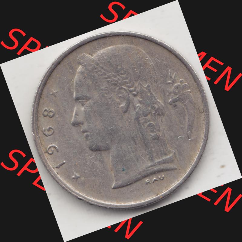 Münzen Belgien Umlaufmünze 1950-1988, 1 Francs-Franken 1968 Belgie, Bild mit Rückseite der Münze zum Download Sammlung