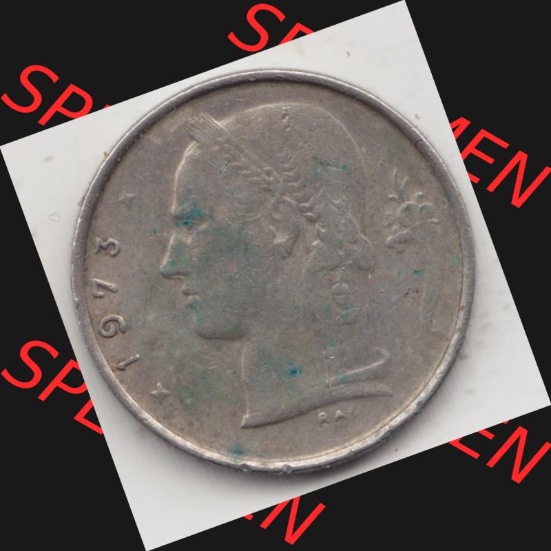 Münzen Belgien Umlaufmünze 1950-1988, 1 Francs-Franken 1973 Belgie. Rückseite der alten belgischen Francs Umlaufmünze aus Belgien vor Einführung der Euromünzen... Sammlung
