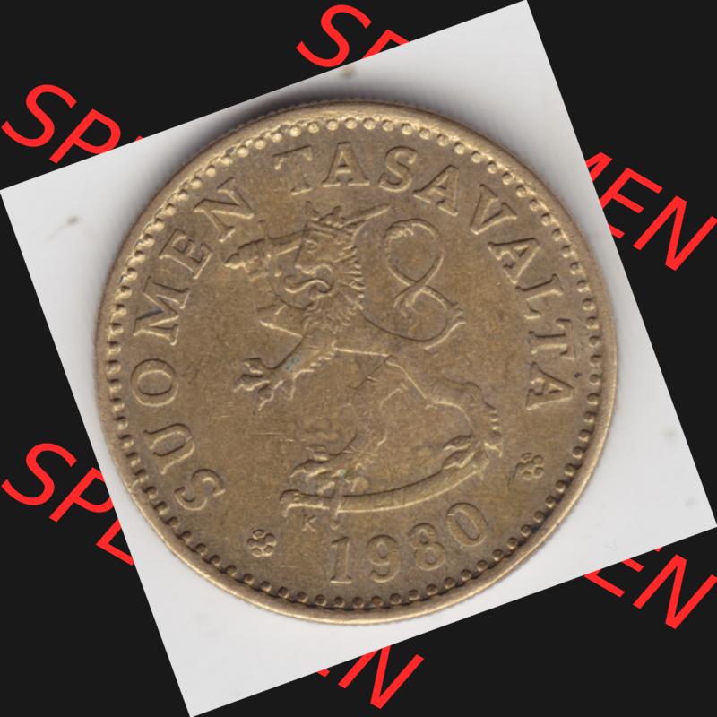 Münzen Finnland, SUOMI Umlaufmünze 1963-1982, 10 Penniä 1980. Rückseite der alten finnischen Umlaufmünze aus Finnland SUOMI zum katalogisieren und verwalten... Sammlung