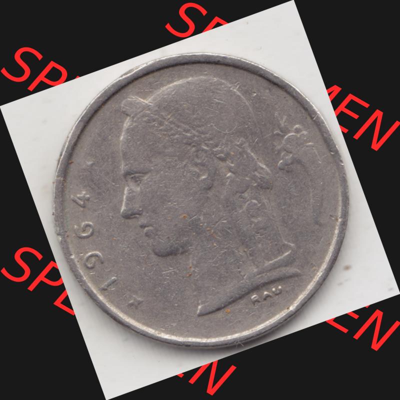 Münzen Belgien Umlaufmünze 1950-1988, 1 Francs-Franken 1964 Belgie. Rückseite der alten belgischen Francs Umlaufmünze aus Belgien vor Einführung der Euromünzen... Sammlung