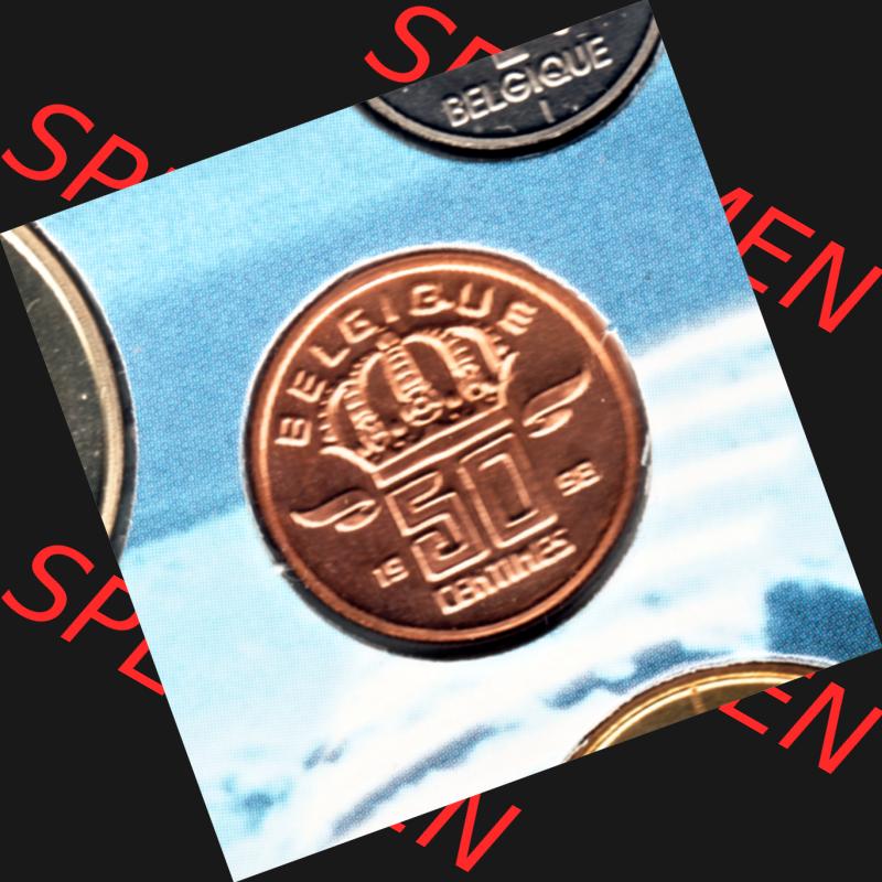 Münzen Belgien Umlaufmünze Münzsatz Sabena 1998 50 Centimes. Vorderseite der alten belgischen Francs Umlaufmünze aus Belgien vor Einführung der Euromünzen in Belgien... Sammlung