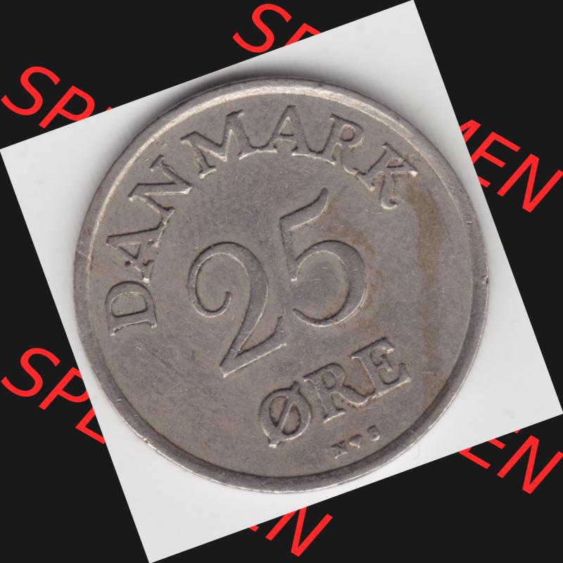 Münzen Dänemark Umlaufmünze 1948-1955, 25 Öre 1949 Kursmünze. Vorderseite der alten dänischen Umlaufmünze aus Dänemark zum katalogisieren und verwalten... Sammlung