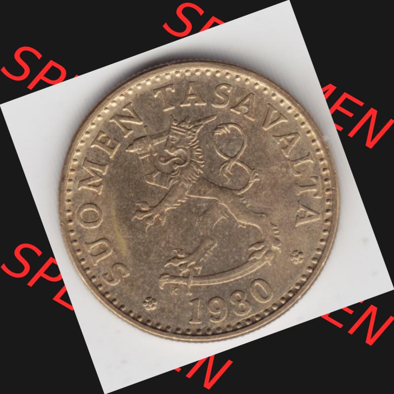 Münzen Finnland, SUOMI Umlaufmünze 1963-1990, 20 Penniä 1980. Rückseite der alten finnischen Umlaufmünze aus Finnland SUOMI zum katalogisieren und verwalten... Sammlung