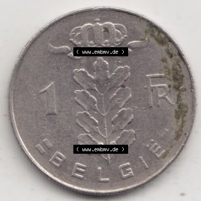 Münzen Belgien Umlaufmünze 1950-1988, 1 Francs-Franken 1975 Belgie. Vorderseite der alten belgischen Francs Umlaufmünze aus Belgien vor Einführung der Euromünzen in... Sammlung