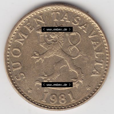 Münzen Finnland, SUOMI Umlaufmünze 1963-1990, 50 Penniä 1981. Rückseite der alten finnischen Umlaufmünze aus Finnland SUOMI zum katalogisieren und verwalten... Sammlung
