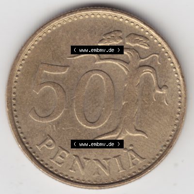 Münzen Finnland, SUOMI Umlaufmünze 1963-1990, 50 Penniä 1981. Vorderseite der alten finnischen Umlaufmünze aus Finnland SUOMI zum katalogisieren und verwalten im... Sammlung