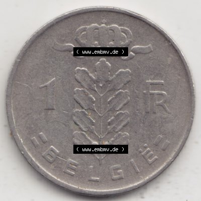 Münzen Belgien Umlaufmünze 1950-1988, 1 Francs-Franken 1959 Belgie. Vorderseite der alten belgischen Francs Umlaufmünze aus Belgien vor Einführung der Euromünzen in... Sammlung