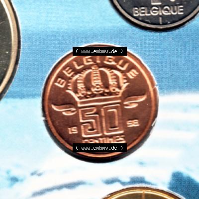 Münzen Belgien Umlaufmünze Münzsatz Sabena 1998 50 Centimes. Vorderseite der alten belgischen Francs Umlaufmünze aus Belgien vor Einführung der Euromünzen in Belgien... Sammlung