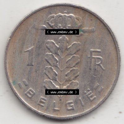 Münzen Belgien Umlaufmünze 1950-1988, 1 Francs-Franken 1968 Belgie. Vorderseite der alten belgischen Francs Umlaufmünze aus Belgien vor Einführung der Euromünzen in... Sammlung