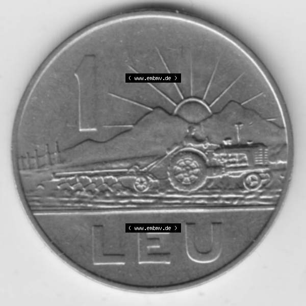 Grau bzw. s/w Münzen Rumänien Umlaufmünze 1966-1966, 1 Leu, Bild mit Vorderseite der Münze als Bildmaterial Sammlung Graustufen