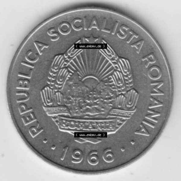 Grau bzw. s/w Münzen Rumänien Umlaufmünze 1966-1966, 1 Leu, Bild mit Rückseite der Münze als Bildmaterial Sammlung Graustufen