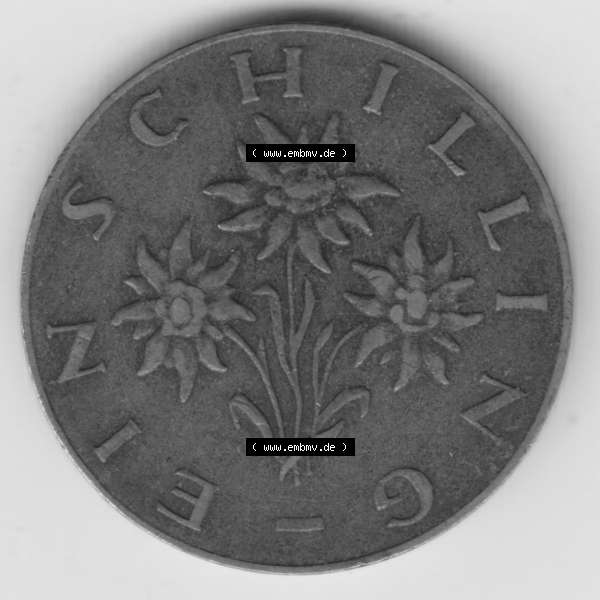 Grau bzw. s/w Münzen Österreich Umlaufmünze 1959-2001, 1 Schilling 1962, Bild mit Rückseite der österreichischen Münze als Bildmaterial, des Bildes zur deiner Nutzung Sammlung Graustufen