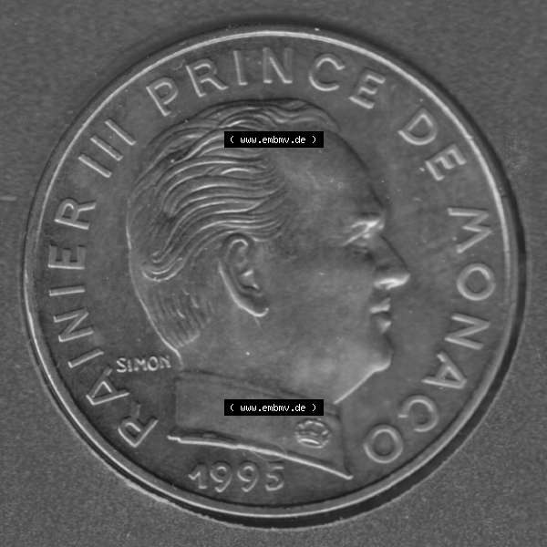 Grau bzw. s/w Münzen Monaco Umlaufmünze 1962-1995, 20 Centimes 1995 (2) Sammlung Graustufen