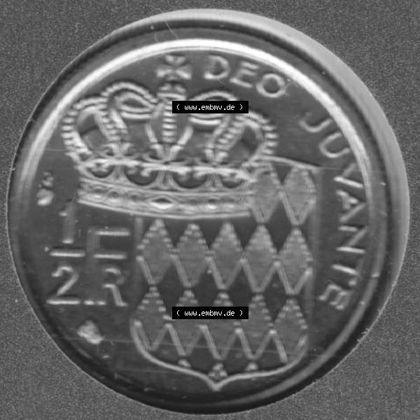 Grau bzw. s/w Münzen Monaco Umlaufmünze 1965-1995, 1/2 Francs 1995 (1) Sammlung Graustufen