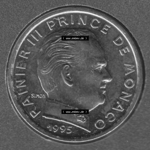 Grau bzw. s/w Münzen Monaco Umlaufmünze 1962-1995, 10 Centimes 1995 (2) Sammlung Graustufen