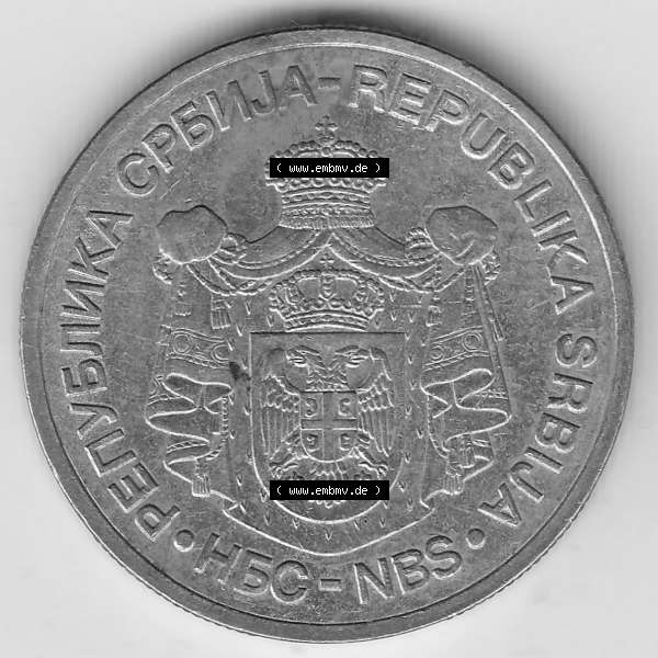 Grau bzw. s/w Münzen Serbien Umlaufmünze 2005-2011, 5 Dinar 2008. Münze aus Serbien als Bildmaterial für Sammler und Münzen-Webseiten hier im online Katalog und Datenbank für... Sammlung Graustufen
