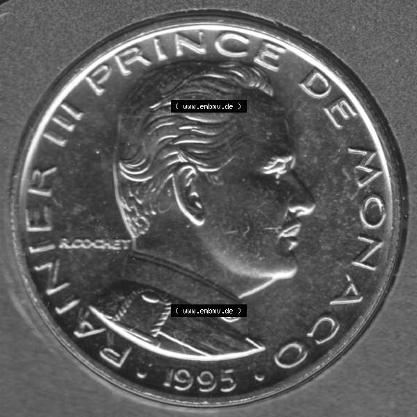 Grau bzw. s/w Münzen Monaco Umlaufmünze 1960-1995, 1 Franc 1995 (2) Sammlung Graustufen