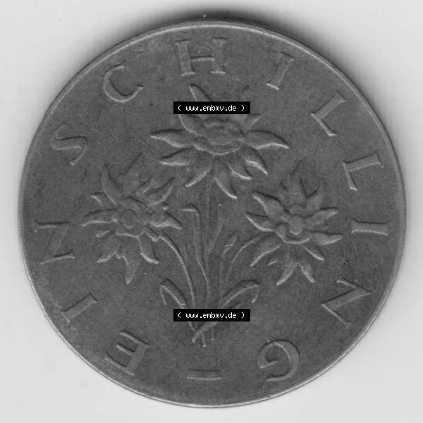 Grau bzw. s/w Münzen Österreich Umlaufmünze 1959-2001, 1 Schilling 1968, Bild mit Rückseite der österreichischen Münze als Bildmaterial, des Bildes zur deiner Nutzung Sammlung Graustufen